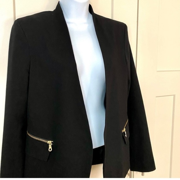 ROBERT RODRIGUEZ Sia Black Crepe Open Front Blazer Sz 6 Career Office Siren - Picture 3 of 15